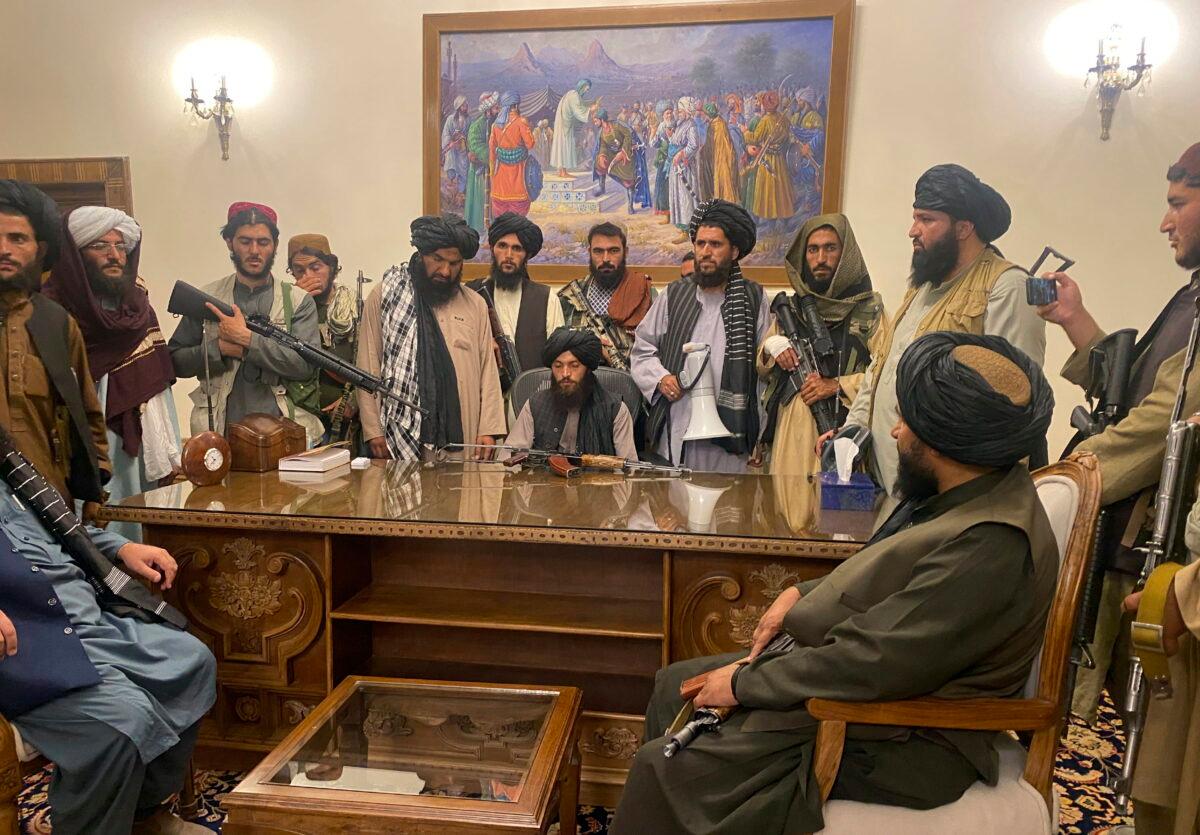 The Taliban takes control of the Afghan presidential palace in Kabul, Afghanistan, on Aug. 15, 2021. (Zabi Karimi/AP Photo)