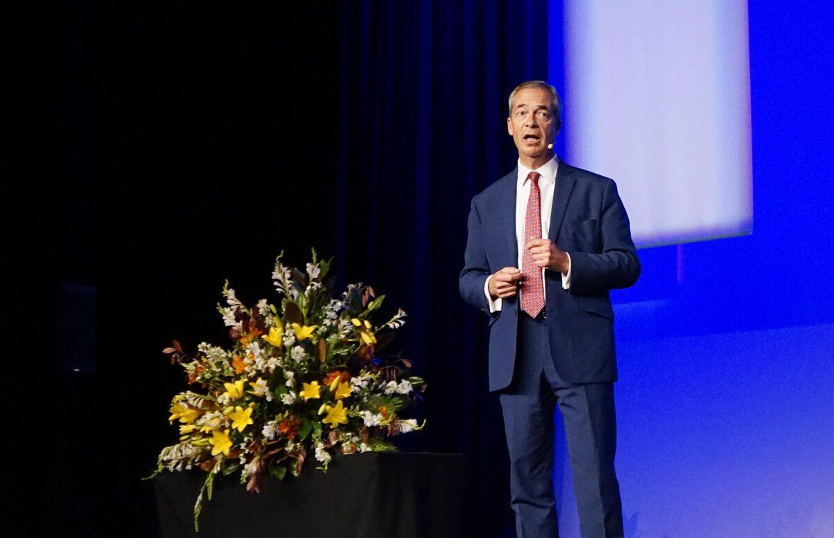 Nigel Farage, former Brexit Party leader and a key figure in Brexit, speaking at the Conservative Political Action Conference in Sydney on Oct. 1, 2022. (Horace Young/The Epoch Times)