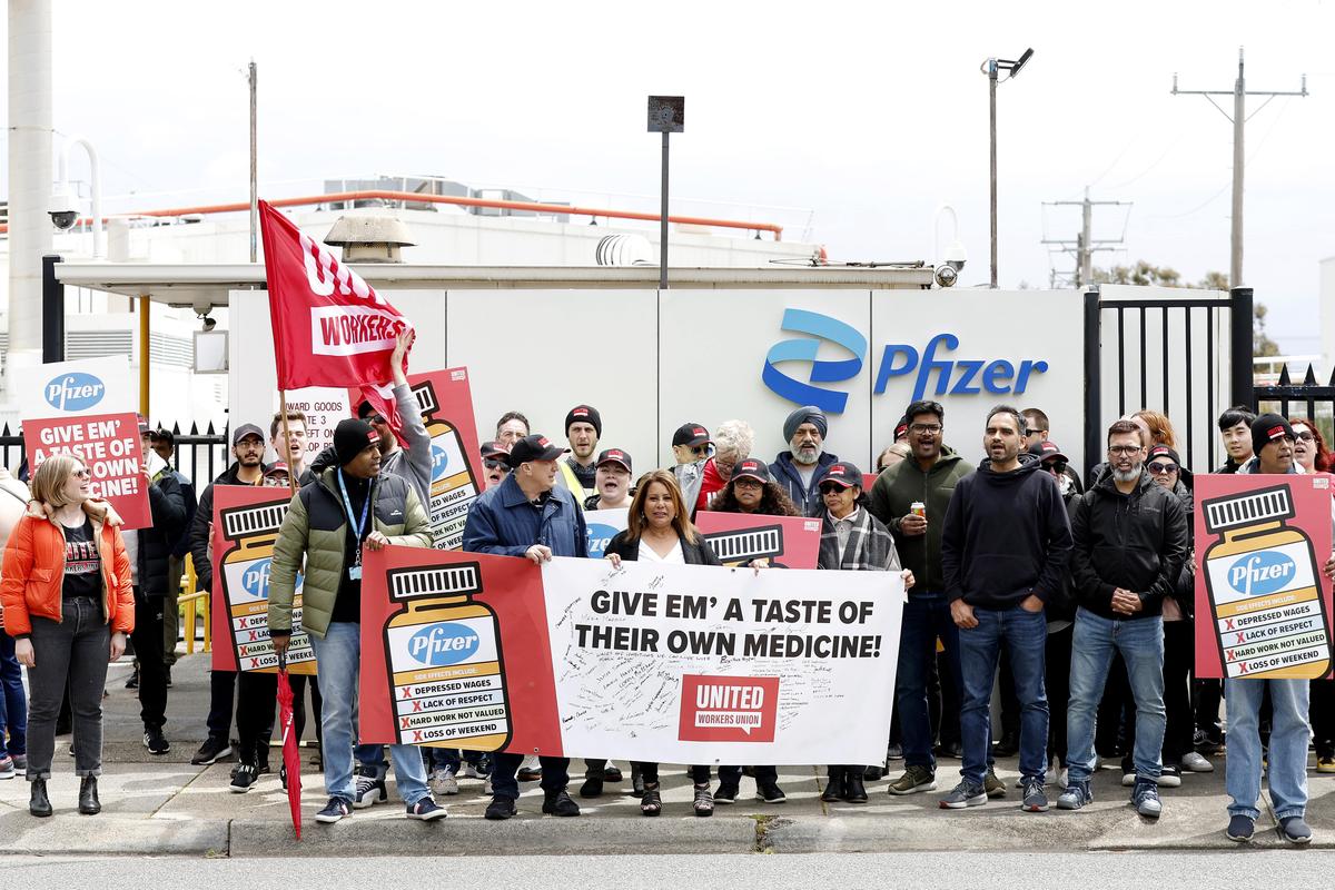 Australian Workers at Pfizer Plant Strike over Wage Dispute
