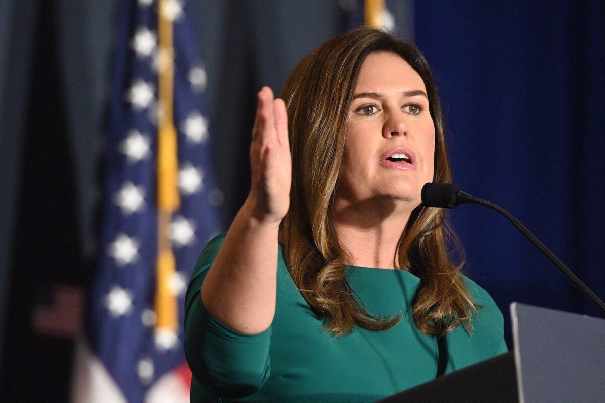 Arkansas Gov. Sarah Huckabee Sanders in Washington in July 2022. (Mandel Ngan/AFP via Getty Images)
