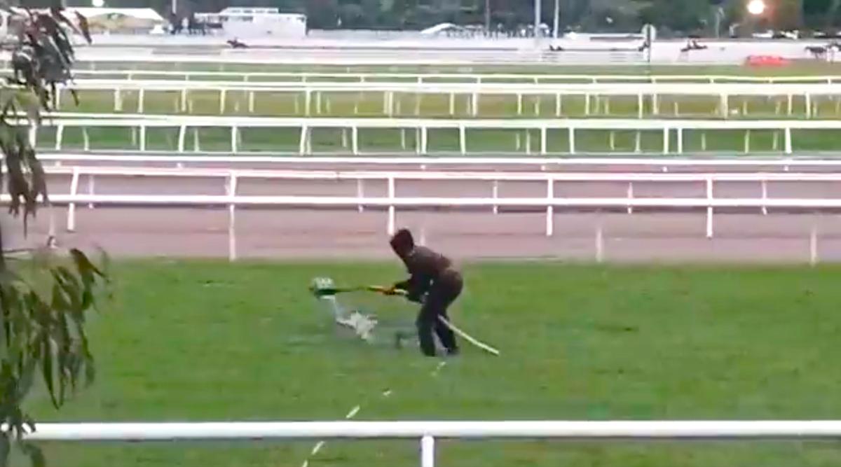 Climate Protestor Dumps 1,000 litres of Unknown Black Substance on Melbourne Cup Racecourse