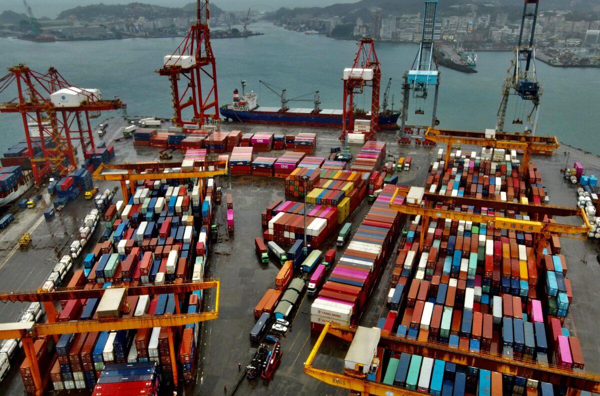 Shipping containers at the harbor in Keelung, Taiwan, on Dec. 8, 2020. (Sam Yeh/AFP via Getty Images)