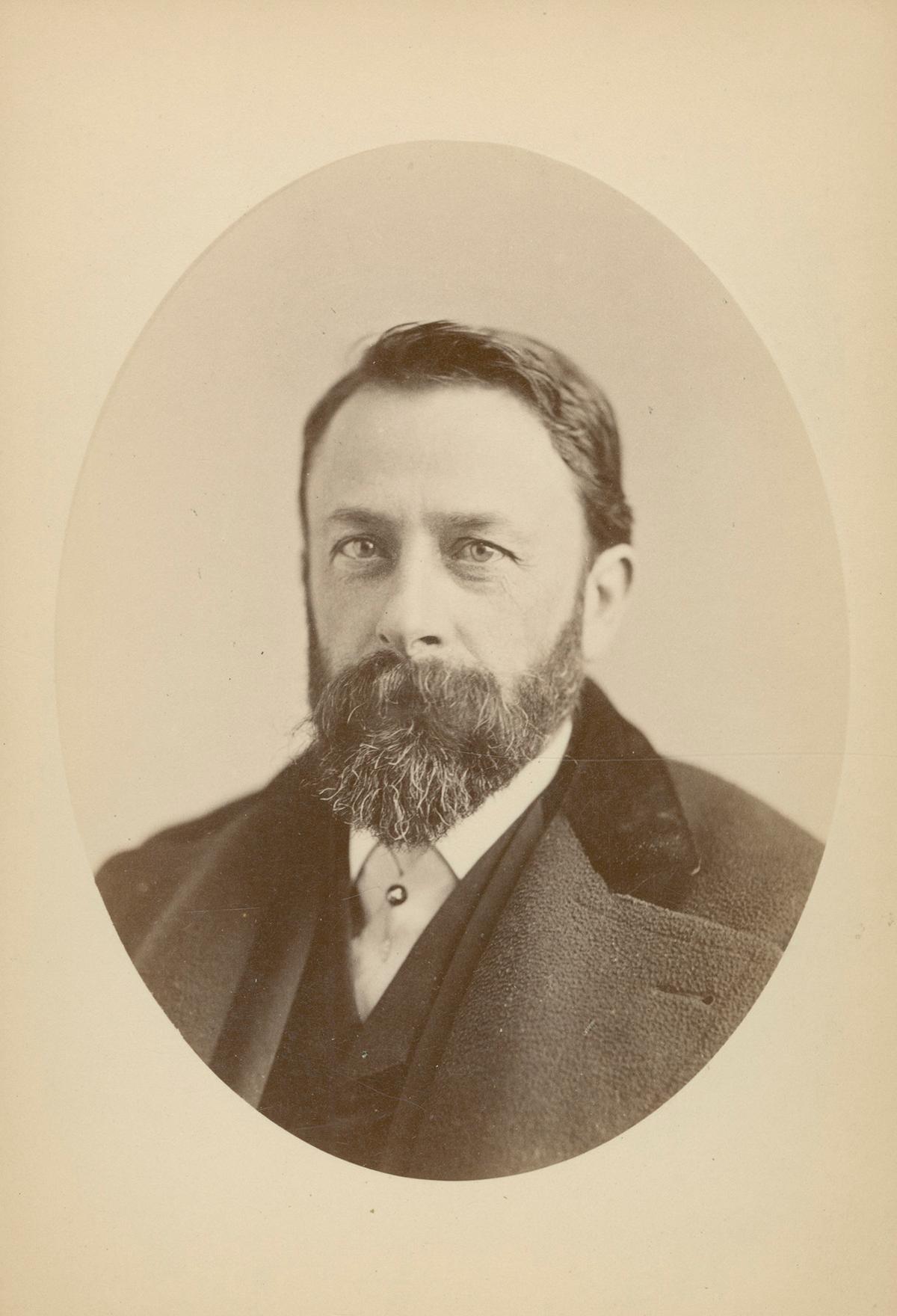 “Albert Bierstadt” by Napoleon Sarony, circa 1870. Albumen print. National Gallery of Art Library,<br/>Washington. (Public Domain)