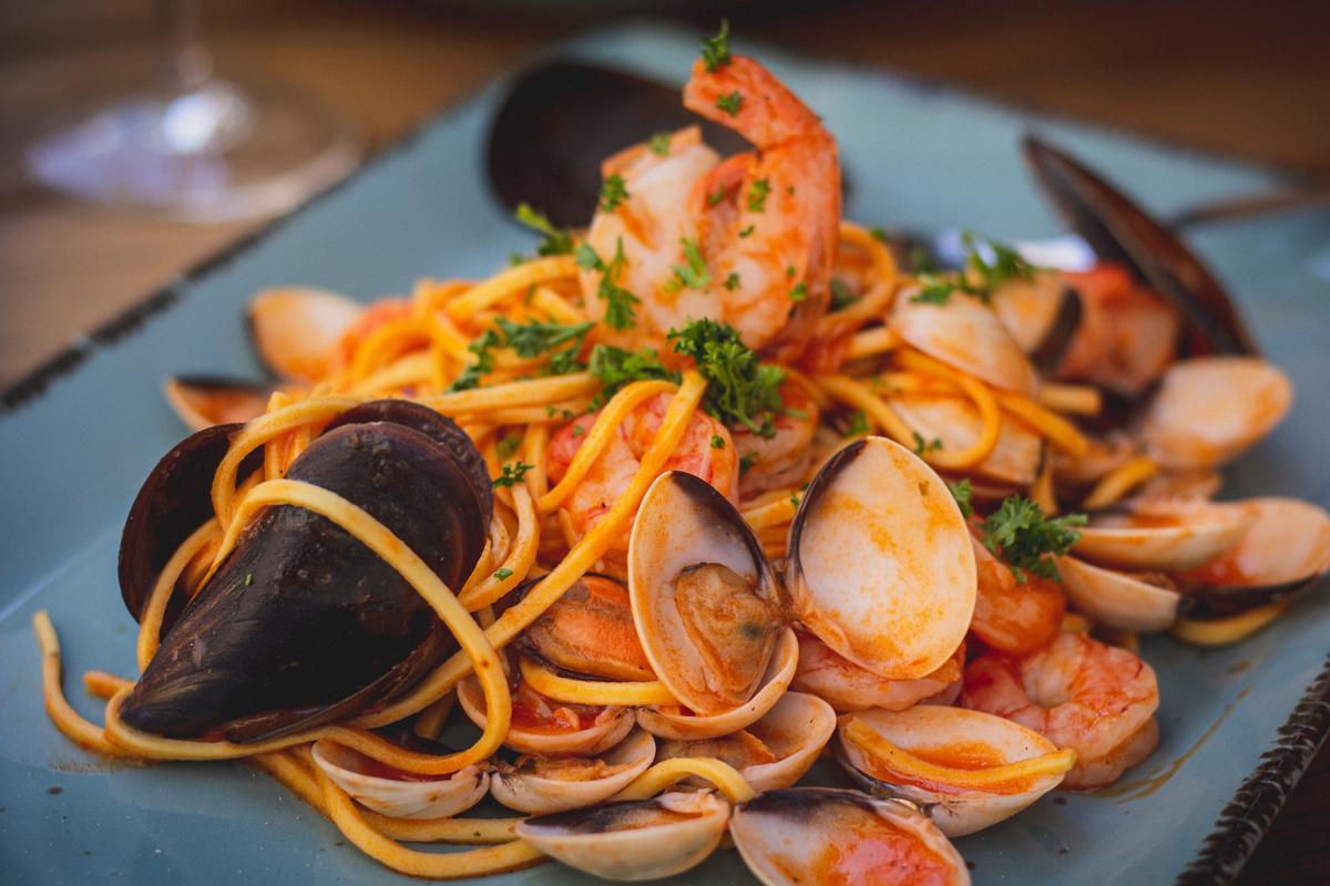 Spaghetti Del Pescatore (Fisherman’s Spaghetti) with Celery and Fennel Salad