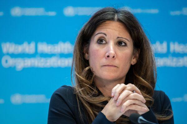 Maria Van Kerkhove, WHO’s COVID-19 technical lead and head of emerging diseases and zoonosis unit, looks on during a press conference at the World Health Organization's headquarters in Geneva on Dec. 14, 2022. (Fabrice Coffrini/AFP via Getty Images)