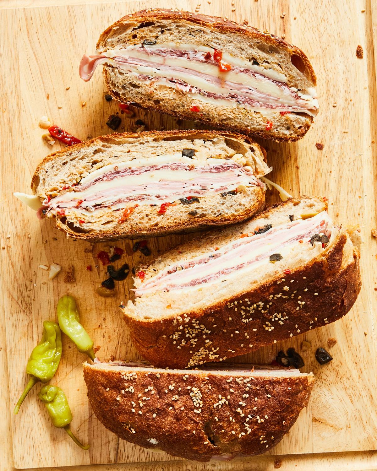 This Over-the-Top Muffuletta Sandwich Is a Meat-Lovers Dream