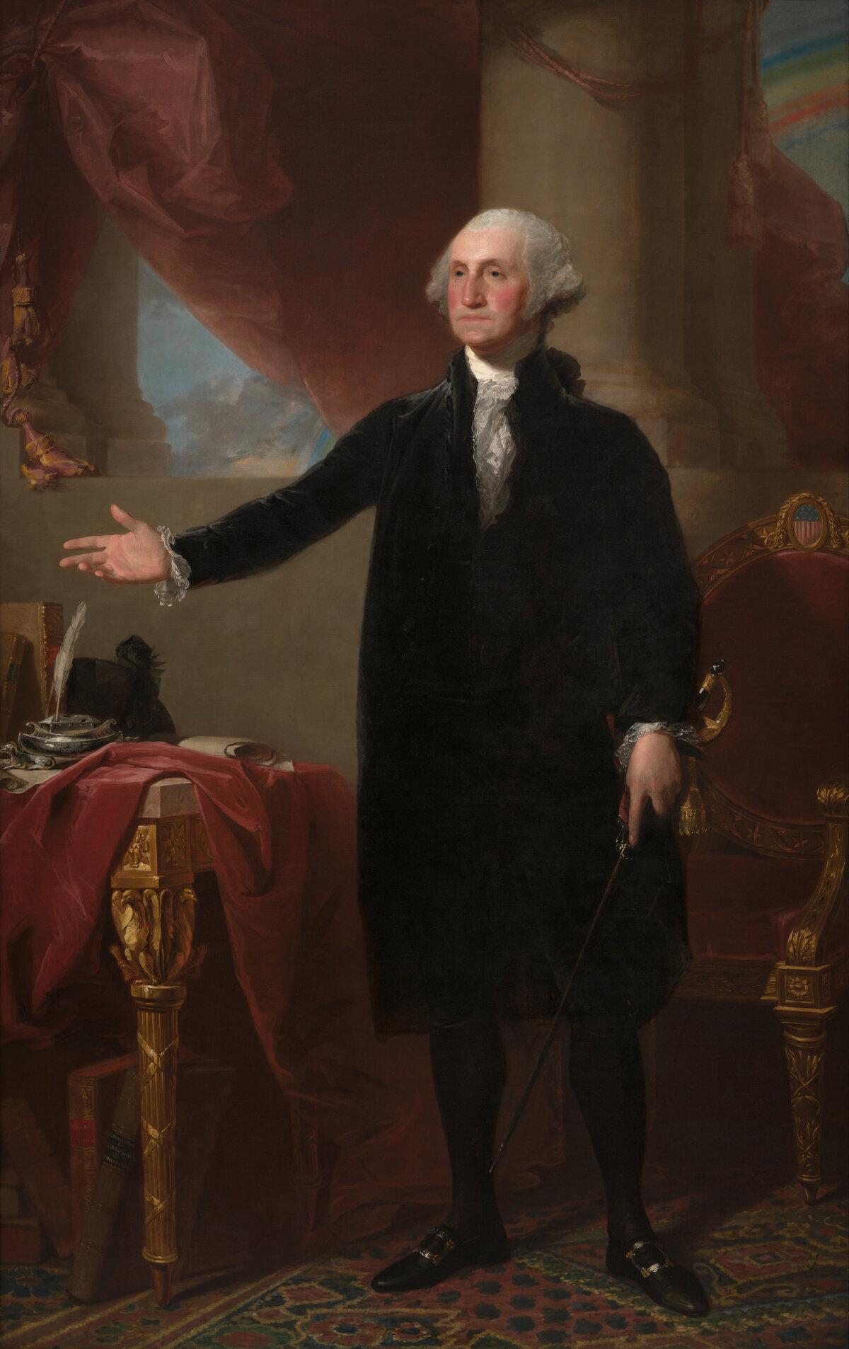 "George Washington (Lansdowne Portrait)," April 12, 1796, by Gilbert Stuart. National Portrait Gallery, Washington. (Public Domain)