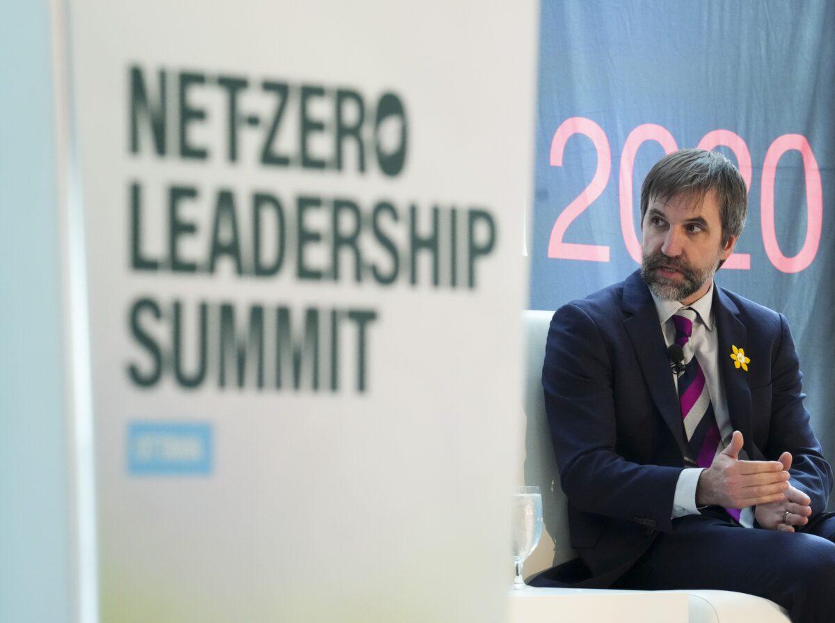Then-Environment Minister Steven Guilbeault speaks during the Canada 2020 Net-Zero Leadership Summit in Ottawa on April 19, 2023. (The Canadian Press/Sean Kilpatrick)
