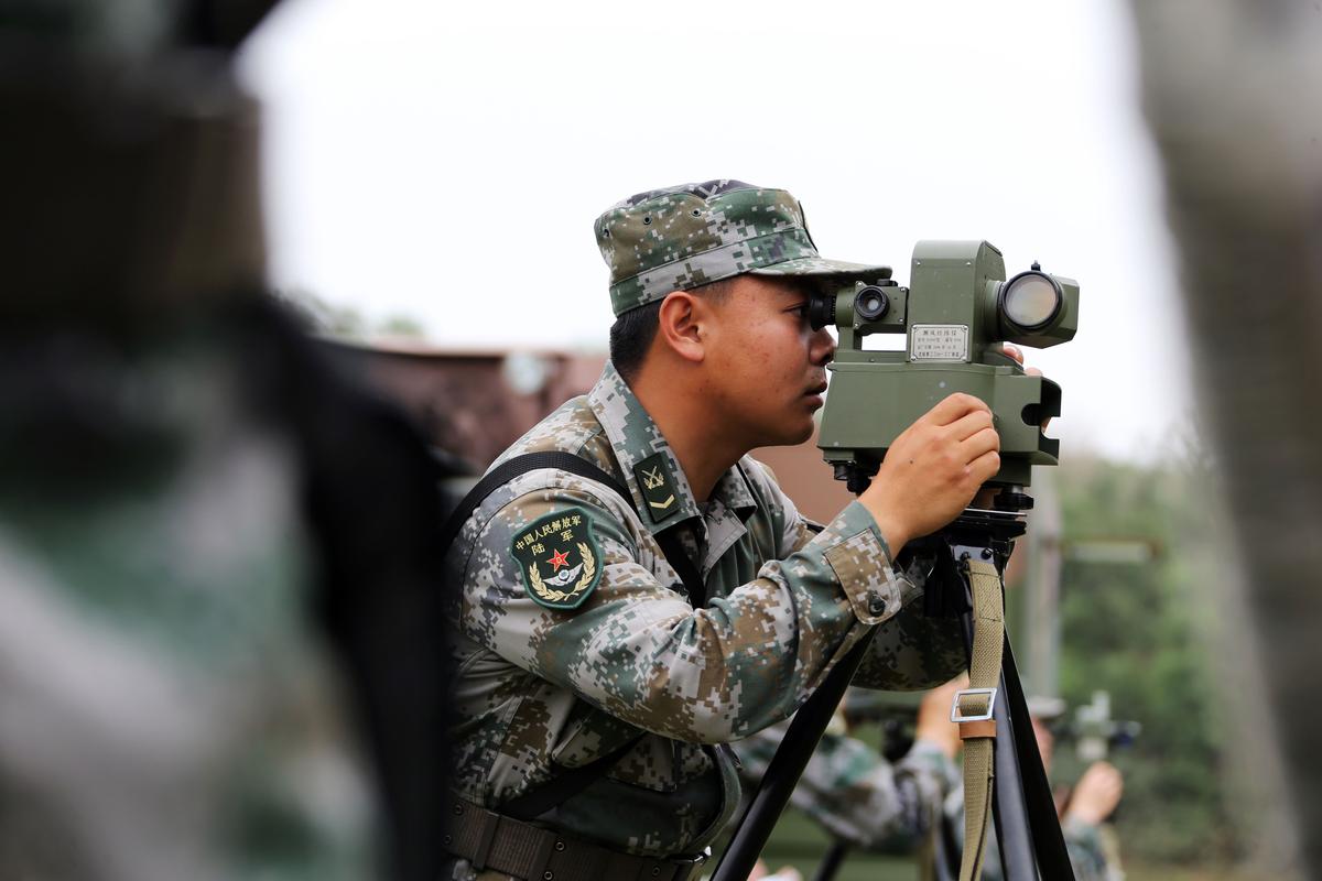 People's Liberation Army (PLA) soldiers take meteorological observation training in Jinan, Shandong Province of China, on May 29, 2016. (Getty Images)