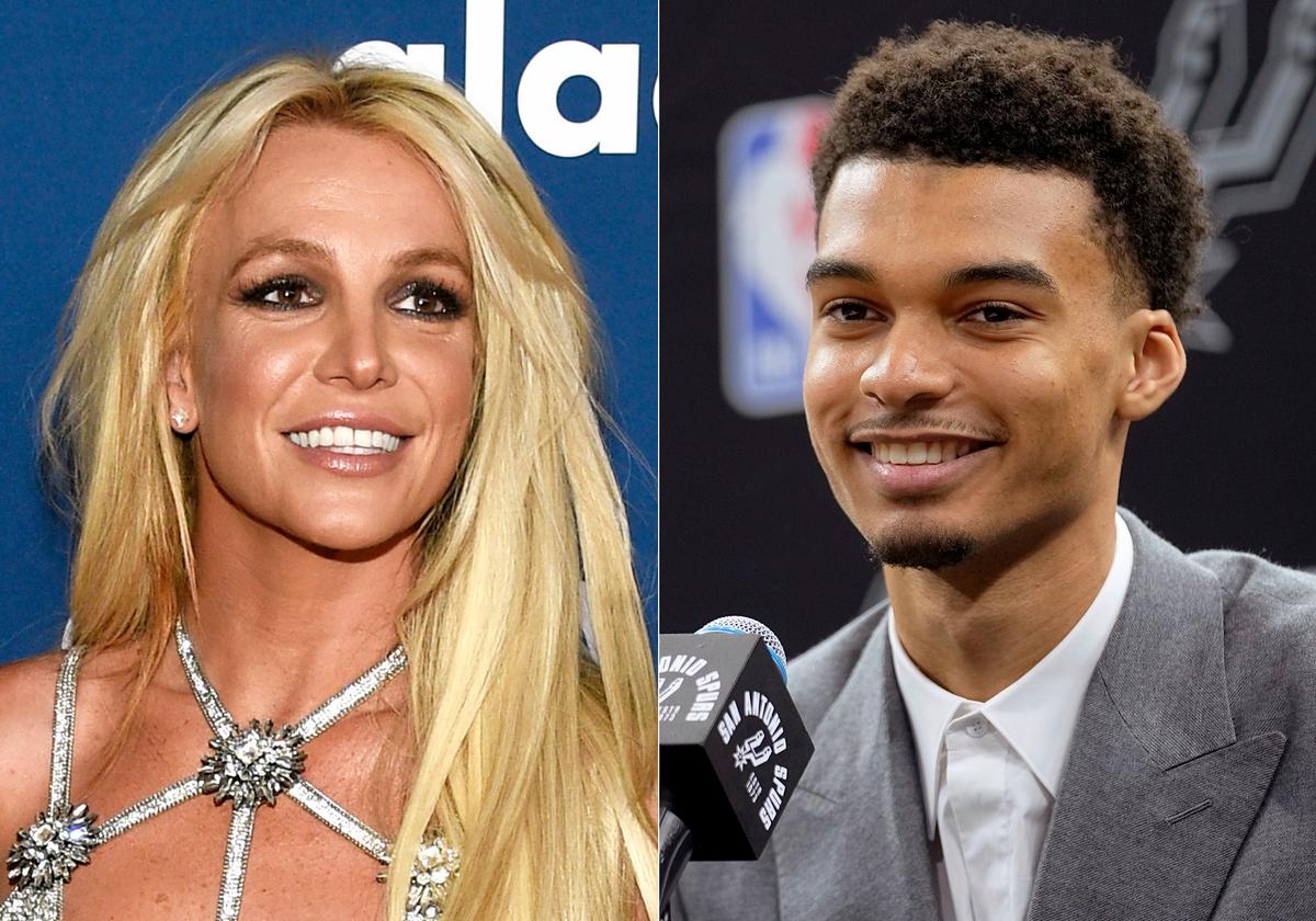 Video Shows Britney Spears Inadvertently Hit Herself in the Face in Encounter With Victor Wembanyama