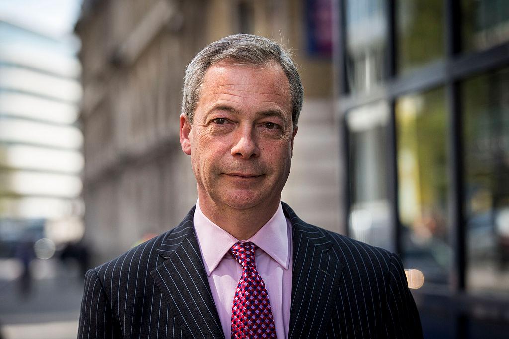 Nigel Farage, then leader of the UK Independence Party, now Reform UK leader, leaves The Northern & Shell Building in London, on April 17, 2015. (Rob Stothard/Getty Images)