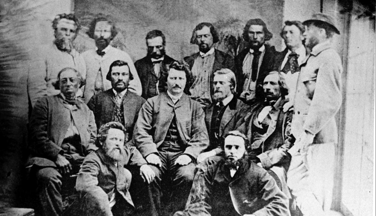 Louis Riel (C) and members of the Métis provisional government, circa 1869–1870. (CP Photo)