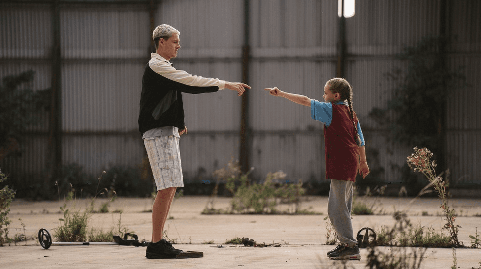 Jason (Harris Dickinson) and his long-lost daughter, Georgie (Lola Campbell), in "Scrapper." (Great Point Media/Picturehouse)