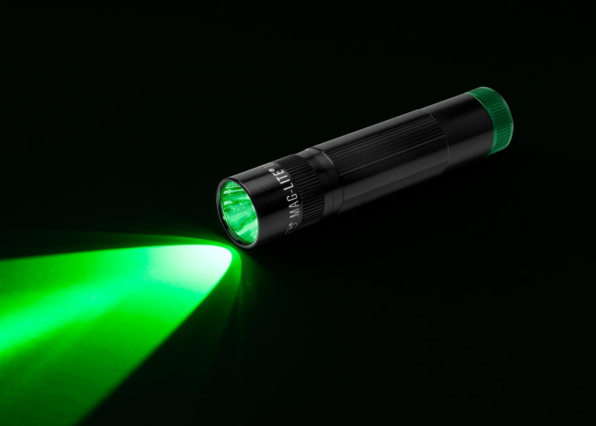 Compact flashlights with green LED bulbs, such as Maglite’s XL50 Green LED, are ideal for outdoor use as they allow you to see more clearly than even the red lights used by pilots after dark. (Maglite)