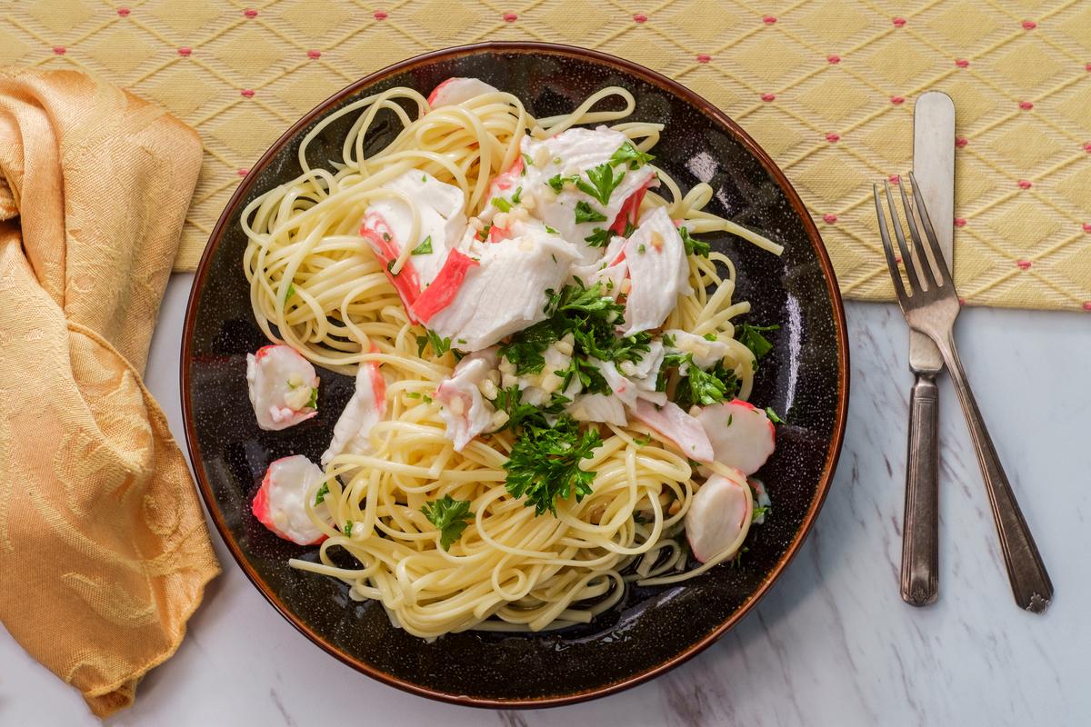Crab Scampi and Spaghetti