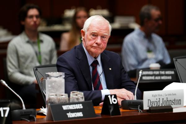 David Johnston, Independent Special Rapporteur on Foreign Interference, appears as a witness at the Procedure and House Affairs Committee on Parliament Hill in Ottawa on June 6, 2023. (Sean Kilpatrick/The Canadian Press)