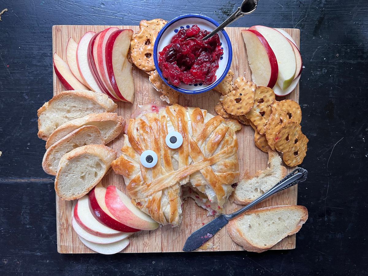 Mummy Baked Brie With Homemade Cranberry Jam