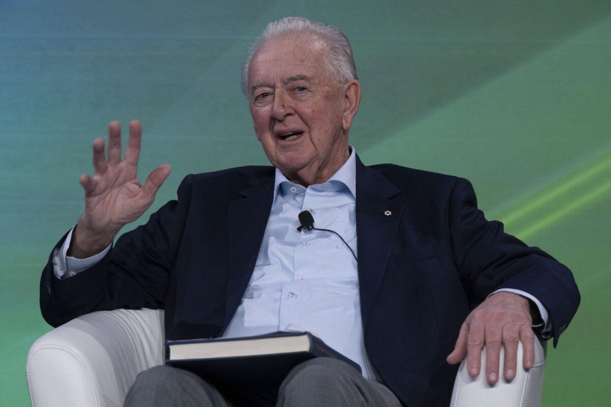 Veteran politician Preston Manning speaks at a conference about the Reform Party, which he founded and led, in Ottawa on March 22, 2023. (The Canadian Press/Adrian Wyld)