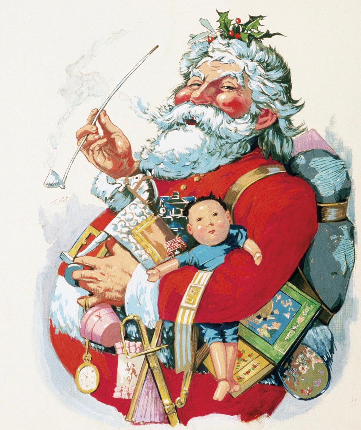 “Merry Old Santa Claus” by American cartoonist Thomas Nast, circa 1863. (Public Domain)