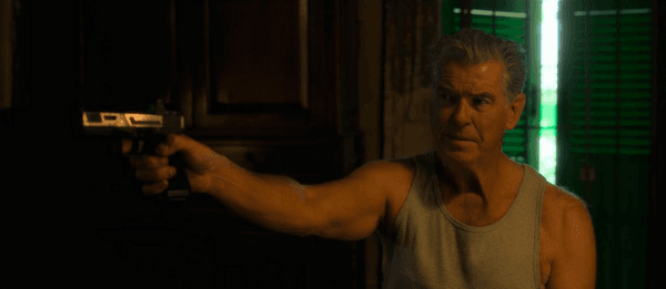 Fast Charlie (Pierce Brosnan), in a scene from “Fast Charlie.” (Vertical Entertainment)
