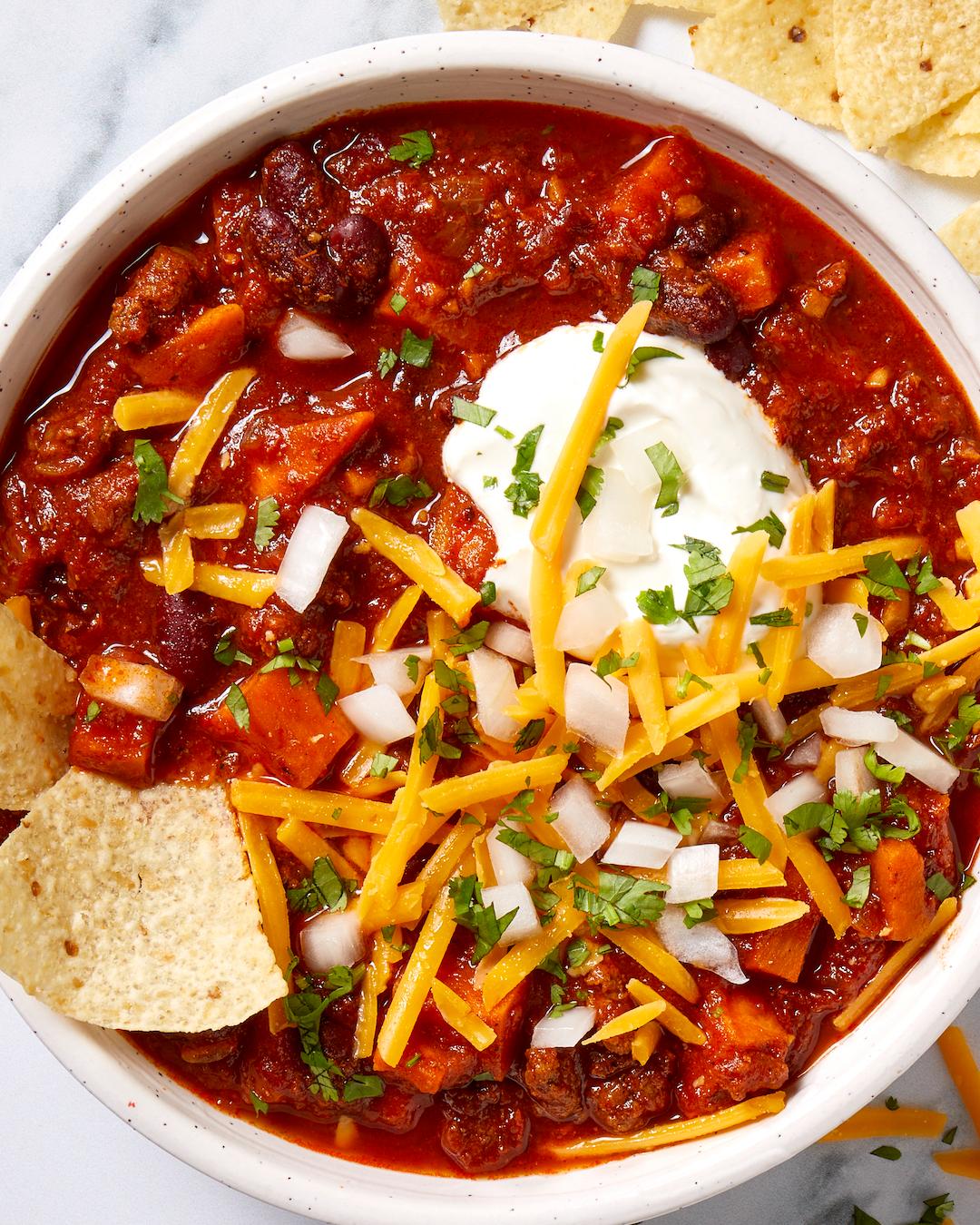 This One-Pot Beef and Sweet Potato Chili Is Our Go-to Weeknight Dinner