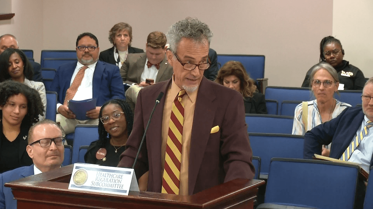 Ron Watson, director of governmental relations at MuV by Verano, one of Florida’s largest MMTCs, voiced opposition to HB1269, a bill to cap THC in recreational marijuana at the Florida capitol on Feb. 1, 2024. (Florida House of Representatives/Screenshot via The Florida Channel)