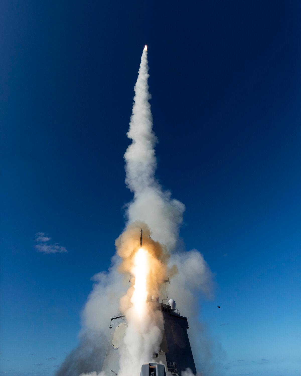 The Japan Maritime Self-Defense Force and the United States Missile Defense Agency (MDA) announce the successful completion of an Aegis Ballistic Missile Defense intercept flight test, in cooperation with the U.S. Navy, off the coast of Kauai in Hawaii, on Oct. 13, 2022. (Courtesy of MDA)