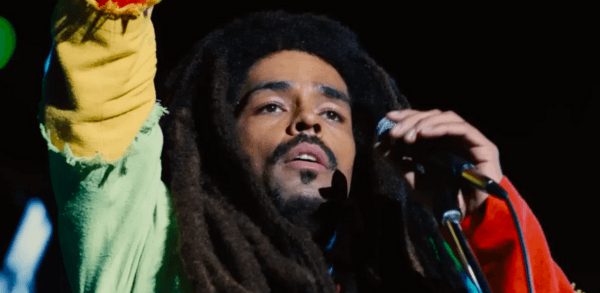Bob Marley (Kingsley Ben-Adir) onstage in "Bob Marley: One Love." (Paramount Pictures)