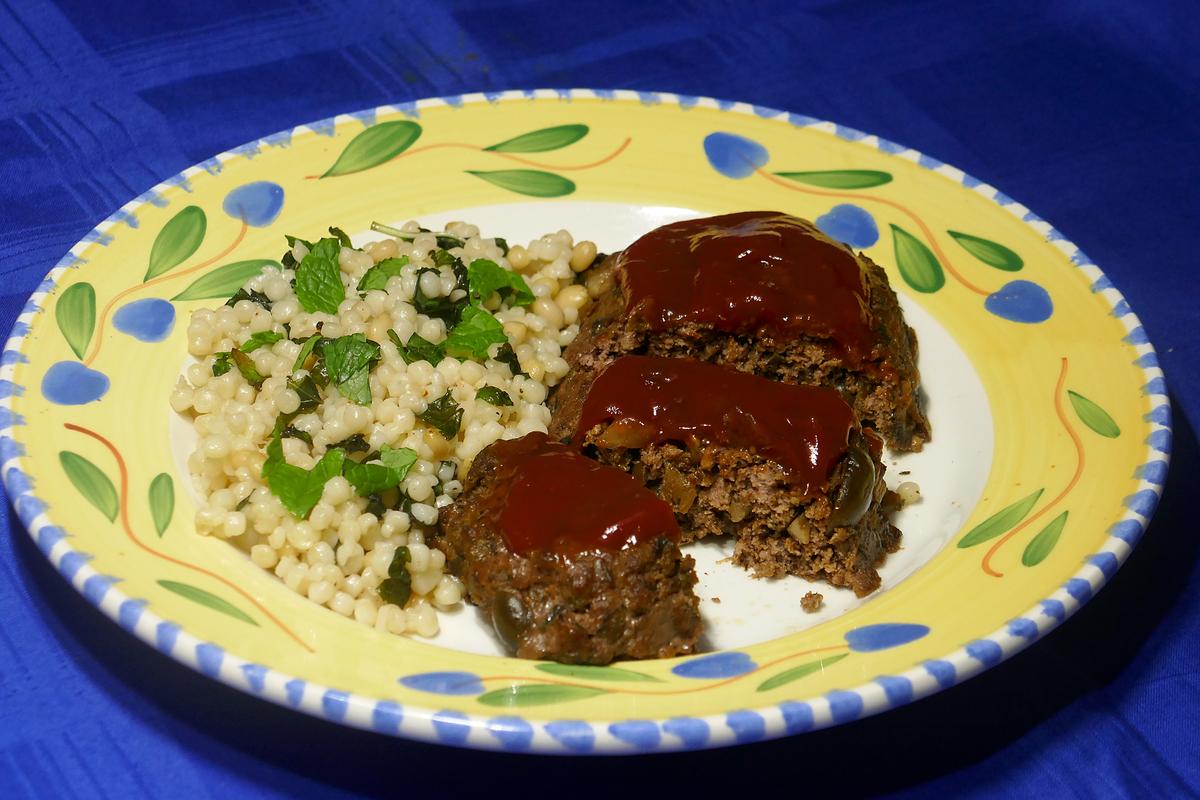 Mediterranean-Style Beef Meatloaf With Mint Couscous