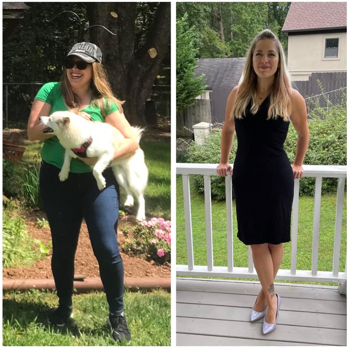 Charis Brown before and after working with Dr. Bruce Patterson’s group at the Chronic COVID Treatment Center. (Courtesy of Charis Brown)