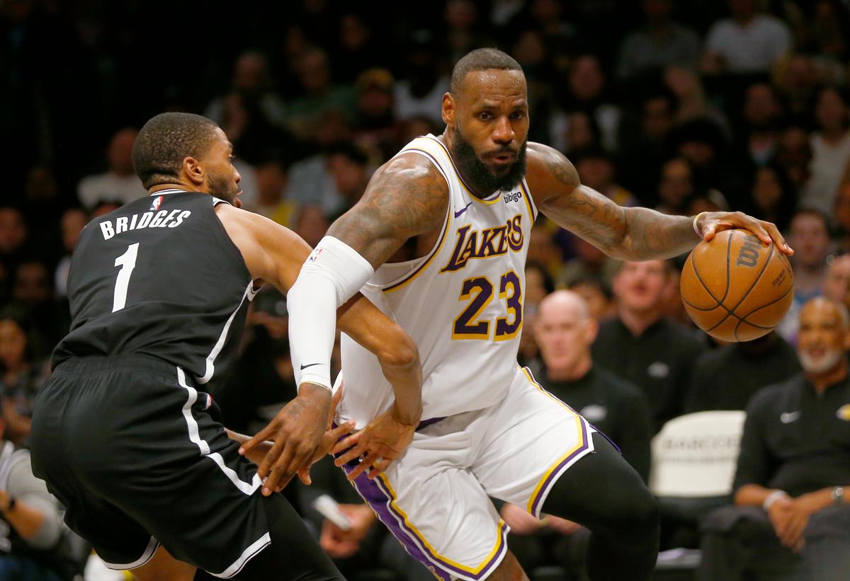 Sharpshooting James From 3-point Range Ease Lakers Past Brooklyn