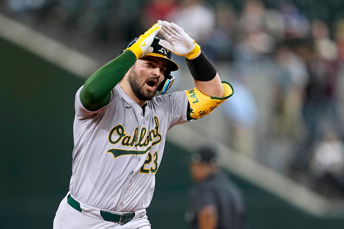 Langeliers blasts three home runs, leading A’s past Rangers