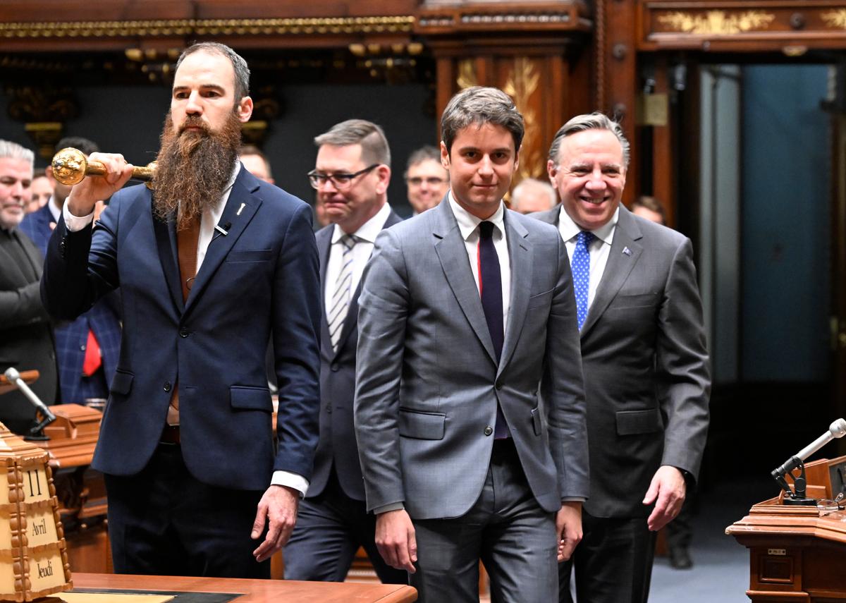 French PM in Quebec: News Conference With Premier at Legislature