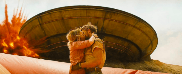 Director Jody Moreno (Emily Blunt) and stuntman Colt Seavers (Ryan Gosling) have a romantic reunion, in "The Fall Guy." (Universal Pictures)