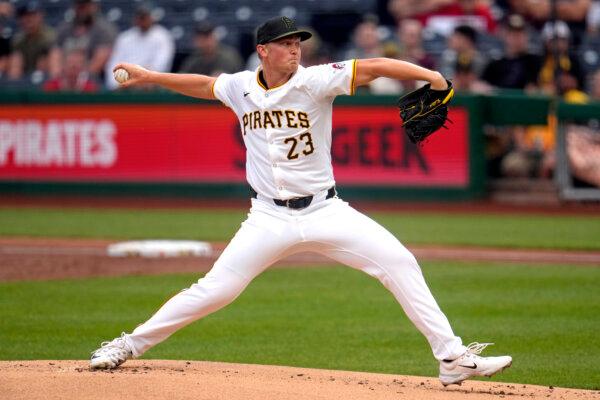 Pirates pitcher Mitch Keller delivers against the Angels in Pittsburgh on May 6, 2024. (Gene J. Puskar/AP Photo)
