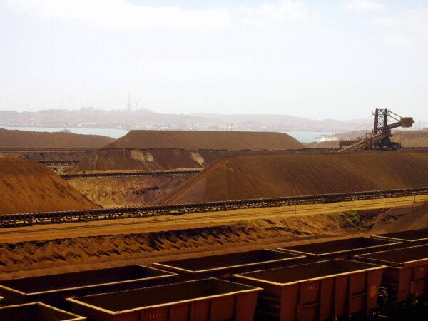Rail cars wait to be stacked with iron ore at Rio Tinto's Port Dampier operations in Pilbara, Western Australia, on March 4, 2010. (Amy Coopes/AFP via Getty Images)