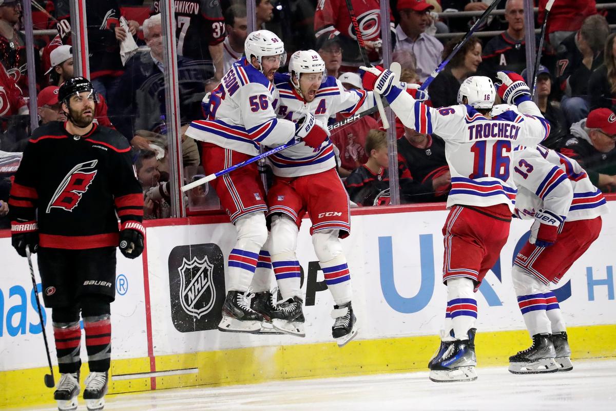 Rangers Beat Hurricanes in OT 3–2 Taking Series Lead 3–0