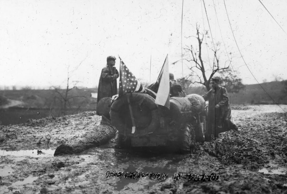 The Thomas Flyer stuck in mud in Russia on the New York-Paris automobile race. Gift of the Family of Henry Austin Clark, Jr., The Henry Ford, Dearborn, Mich. (The Henry Ford Museum)