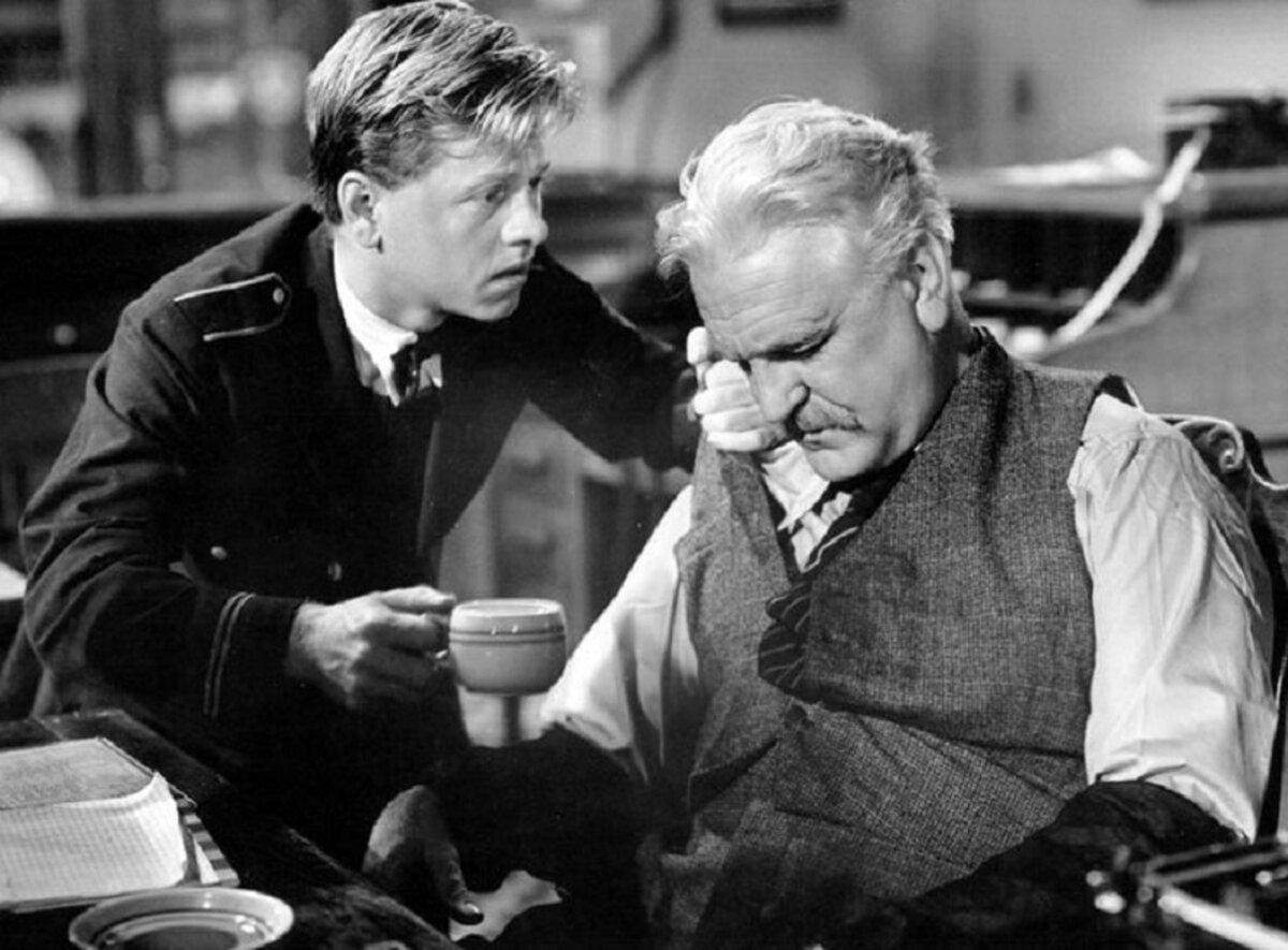 Homer Macauley (Mickey Rooney, L) and Willie Grogan (Frank Morgan), in “The Human Comedy.” (Metro-Goldwyn-Mayer)