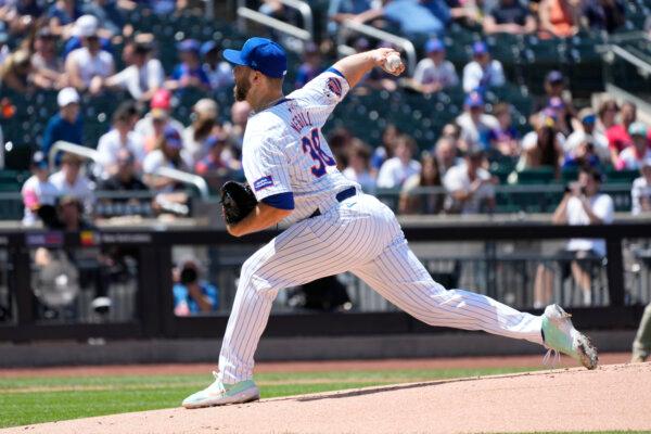 Mets pitcher Tylor Megill works against the Padres in New York on June 16, 2024. (Pamela Smith/AP Photo)