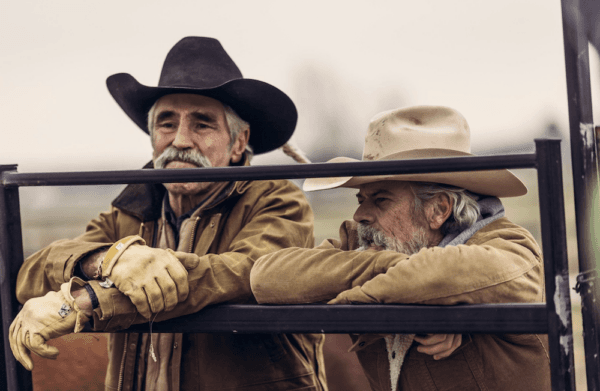Al (Forrie J. Smith, L), and his son John (C. Thomas Howell), in "Ride." (Well Go USA)