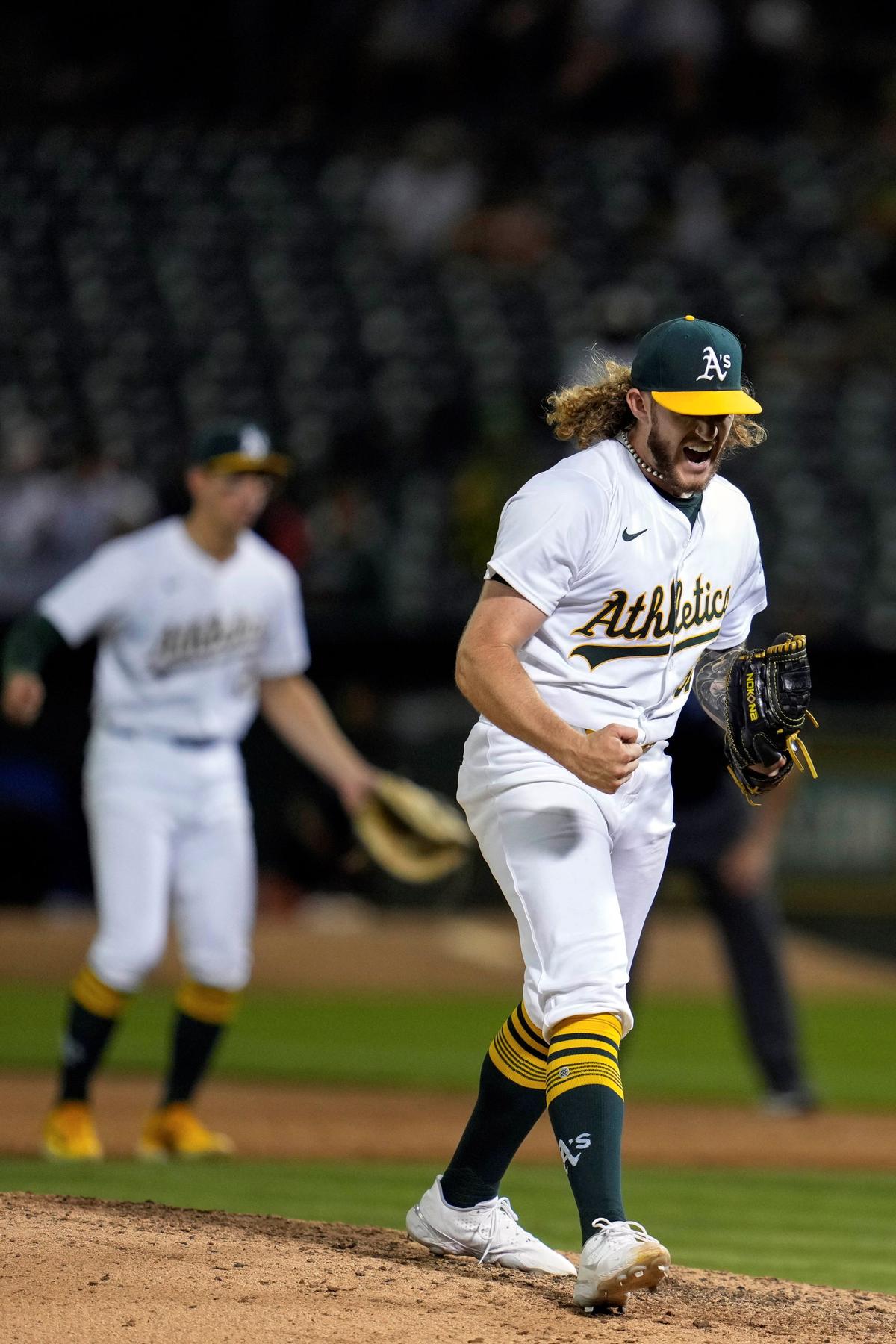 A’s Estes Goes ‘Crazy’ After Pitching Complete-Game Shutout to Beat Angels