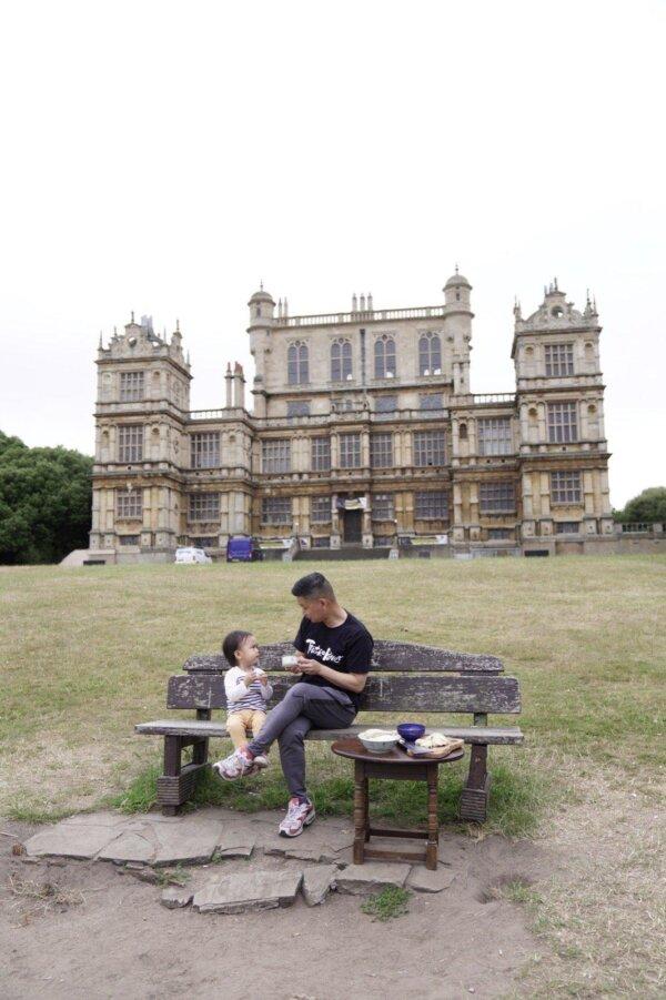 Eddie Chan with his child in England. (Courtesy of Eddie Chan)