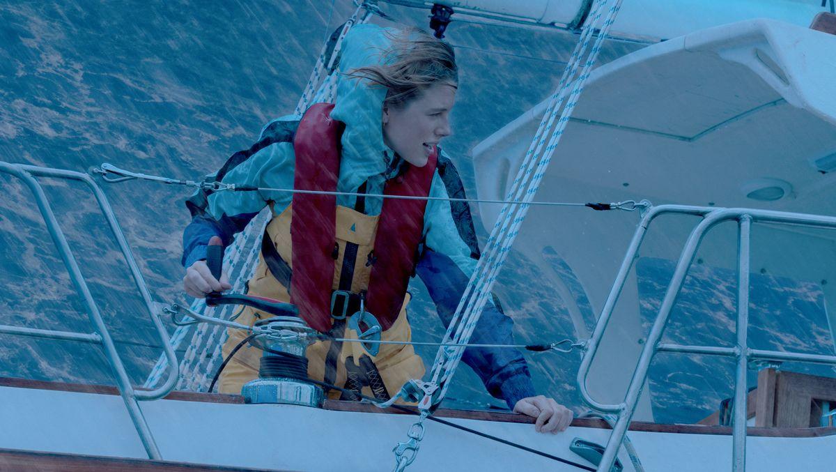 Jessica (Teagan Croft) faces stormy weather, in “True Spirit.” (Netflix)