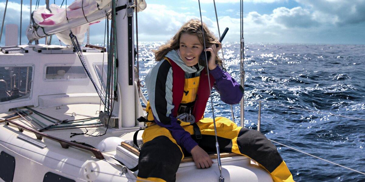 Jessica Watson (Teagan Croft) along her journey, in “True Spirit.” (Netflix)