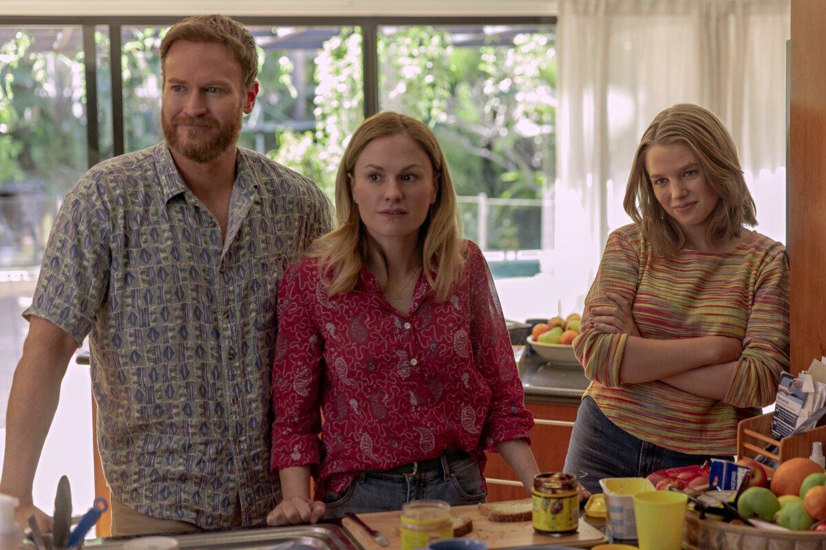 (L–R) Roger (Josh Lawson) and Julie (Anna Paquin) Watson, support their daughter Jessica (Teagan Croft), in “True Spirit.” (Netflix)
