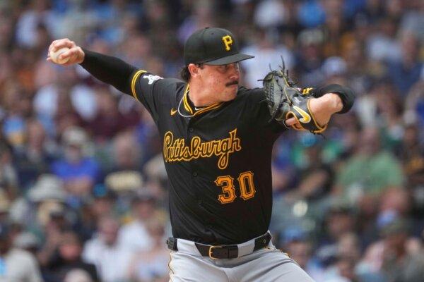 Paul Skenes of the Pirates throws against the Milwaukee Brewers in Milwaukee on July 11, 2024. (Kayla Wolf/AP Photo)