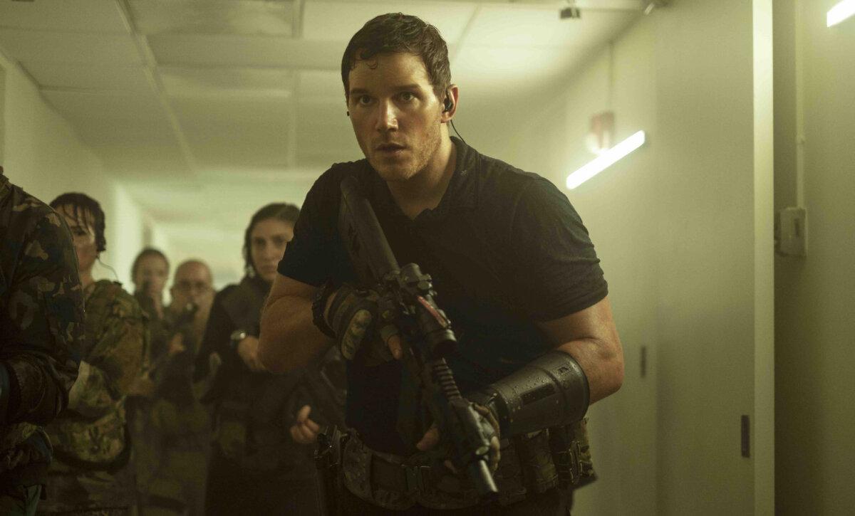 Dan Forester (Chris Pratt) leads a motley crew of resistance fighters, in “The Tomorrow War.” (Paramount Pictures)
