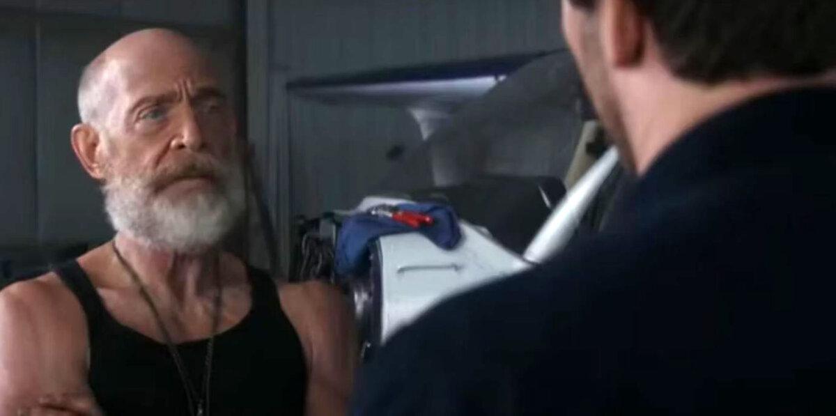 James Forester (J.K. Simmons, L) has a strained relationship with son Dan (Chris Pratt), but that may change, in “The Tomorrow War.” (Paramount Pictures)