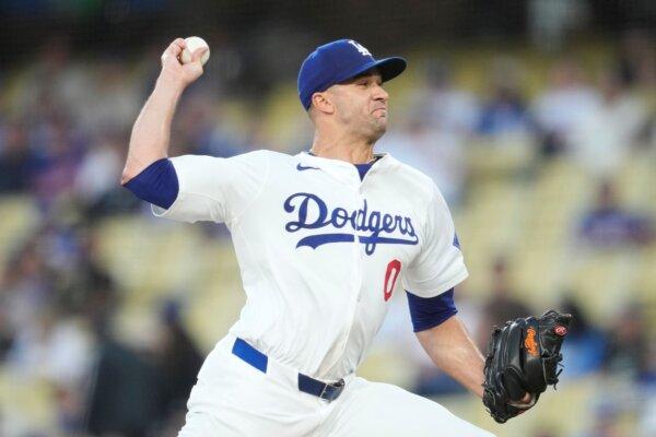 Dodgers pitcher Jack Flaherty works against the Mariners in Los Angeles on Aug. 21, 2024. (Ashley Landis/AP Photo)